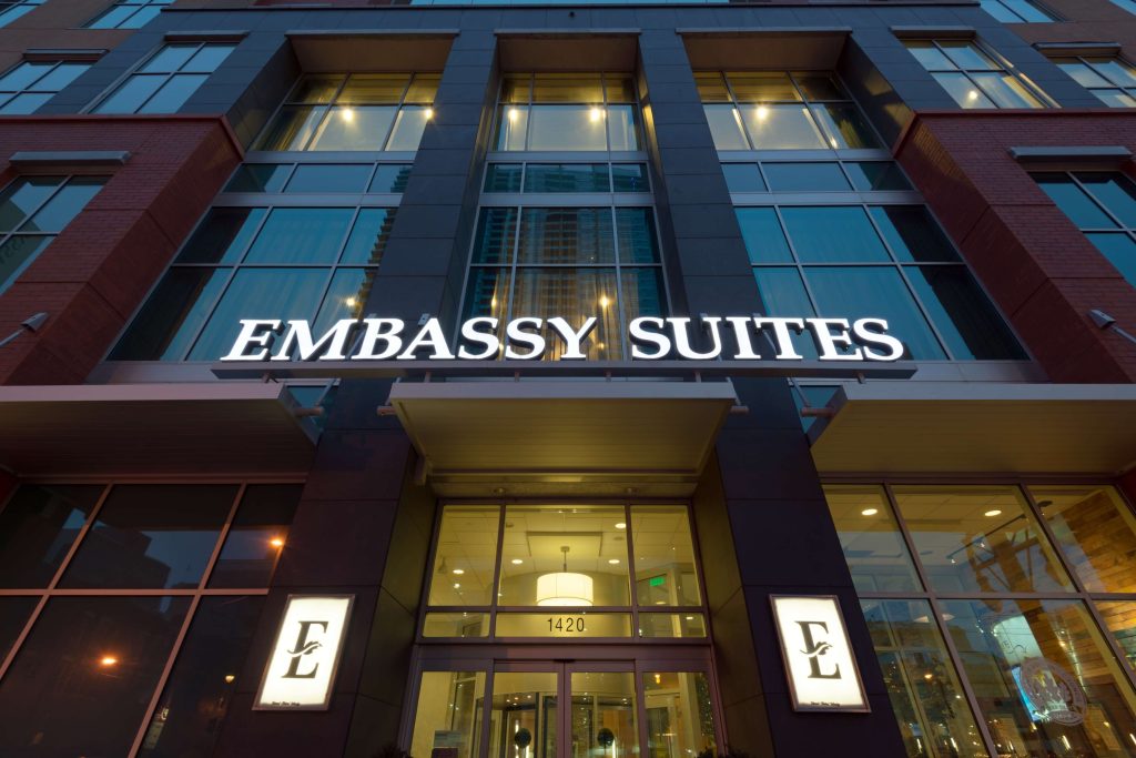 Embassy Suites by Hilton Denver Downtown front view entrance