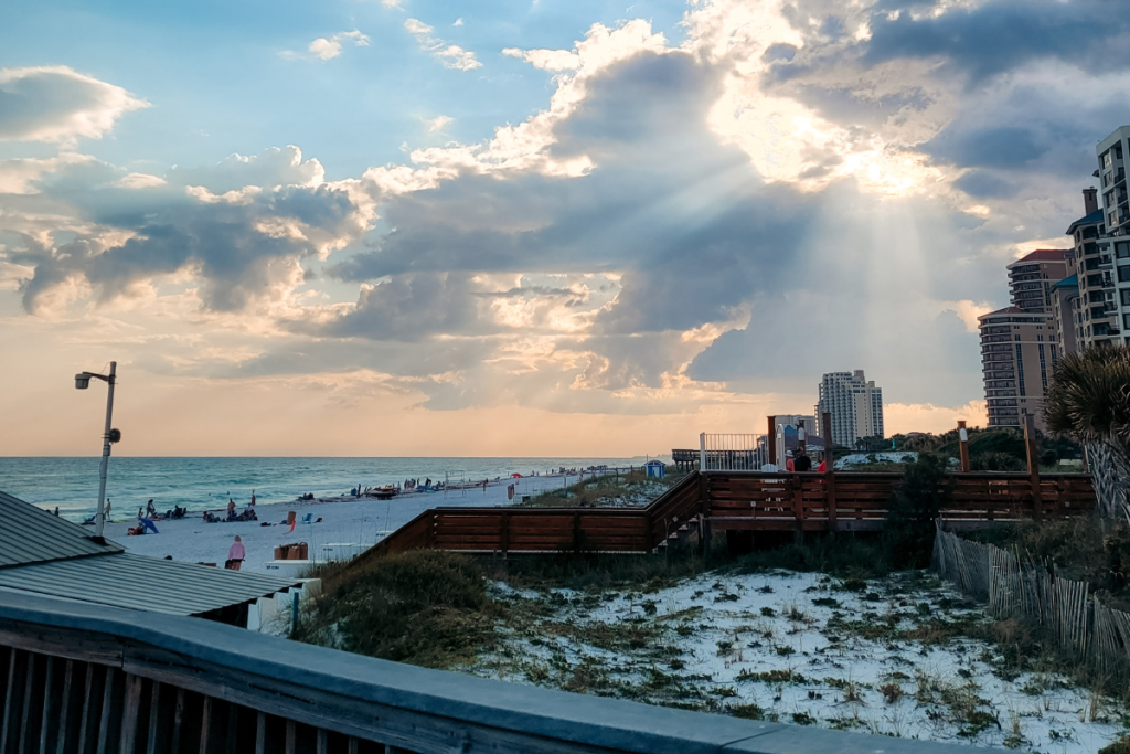 view of the sunset at the beach in sandestin florida